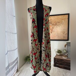 Lularoe Joy long vest size Xs strawberry
